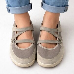 Earth Elle Women Sz 9.5W Mary Jane Shoes Khaki Suede Mesh Sneaker Arch Support